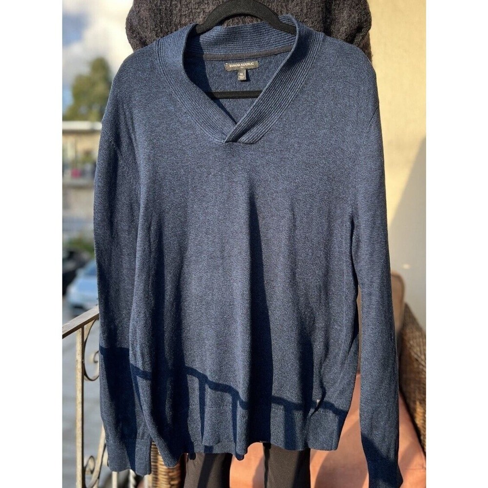 Banana Republic Men’s V-Neck Pullover Sweater Blue Size Xl